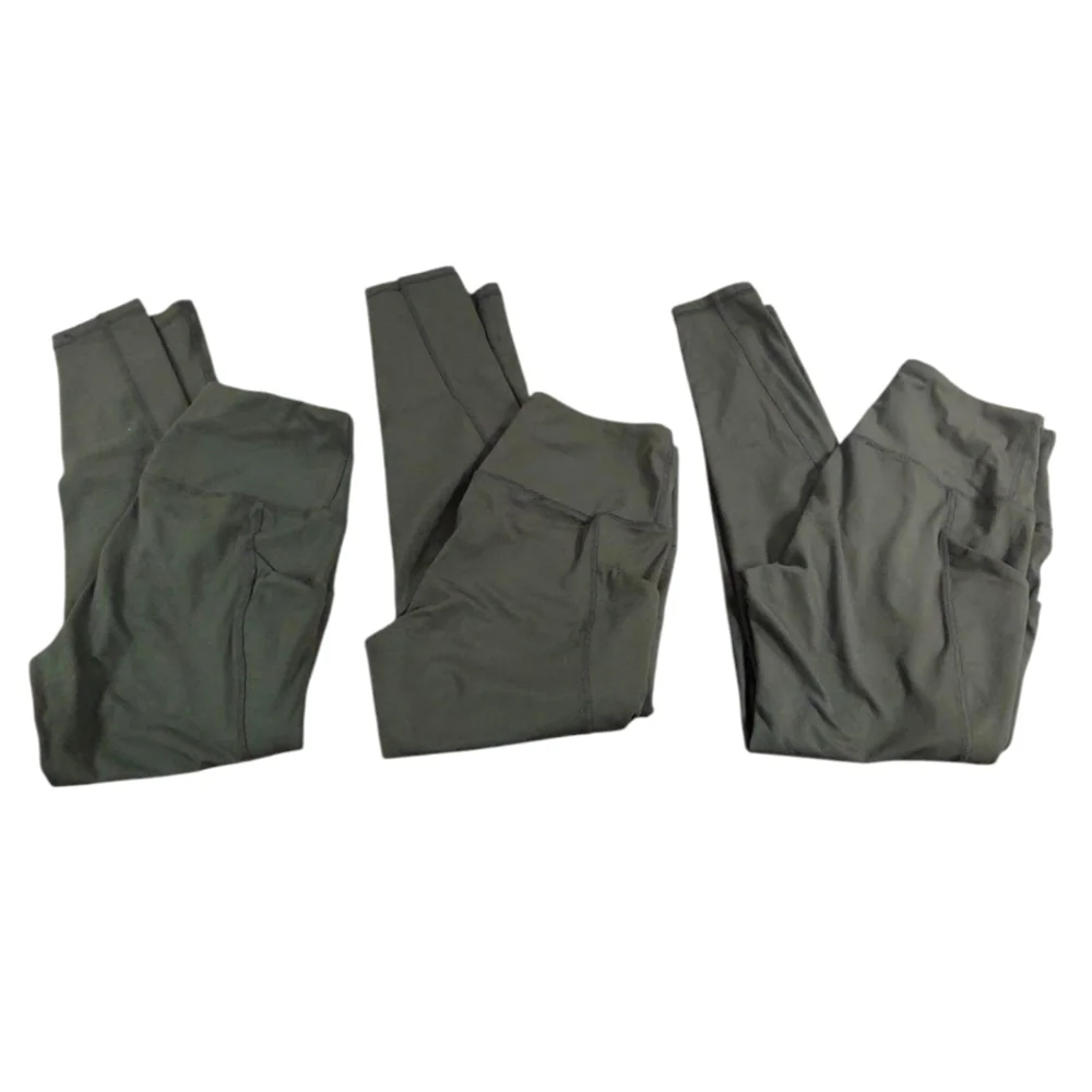 EUC Bundle Of 3 Black Athletic Cropped Leggings W/ Pockets Size M
